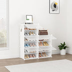 Shoe Rack 10 Tier Shoe Storage Cabinet with Door 20 Pair Tall Shoes Rack Organizer Free Standing Expandable Stable Plastic Ea