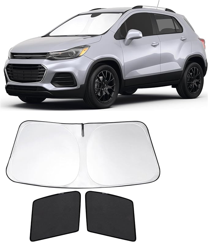 3PCS Car Window Shades Front Windshield Sun Shade Foldable Window Shade Custom Fit for 2013-2023 Che-vrolet Che-vy Trax Car Shades for Front Windows Anti-UV Rays Block Heat