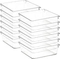 12 Pack Drawer Organizer - 6" X 6" Clear Acrylic Storage Bins with Non-Slip Pads, Versatile Desk Tray for Makeup, Jewelry, Ki