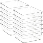 12 Pack Drawer Organizer - 6" X 6" Clear Acrylic Storage Bins with Non-Slip Pads, Versatile Desk Tray for Makeup, Jewelry, Ki