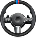 Carbon Fiber Steering Wheel Cover, Non-Slip and Sweat Absorbent, 15" Steering Wheel Covers for X5 X3 Men Women, Black (Black Suede ///)