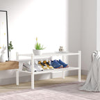 ROMGUAR CRAFT 2 Tier Bamboo Shoe Rack for Closet Free Standing Wood Shoe Shelf for Entryway Small Space Stackable 27"x11"x13"