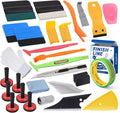 NEWISHTOOL Pro Vinyl Wraps Applicator Tool Kit Window Tint Film Car Wrapping Tools Includes 164Ft Knife Less Tape, Felt Squeegee, Plastic Scraper, Wrap Knife and Blades, Magnet Holders (NT026-A)