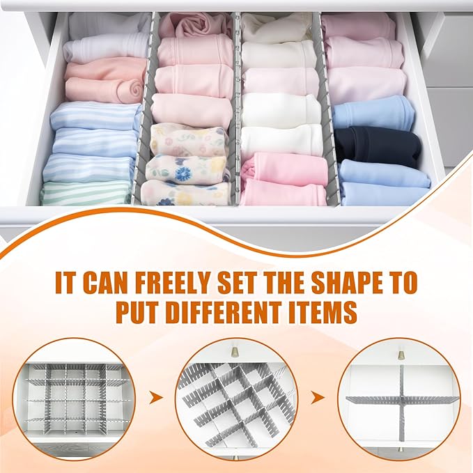 Blosssound 15 Pcs 5.12 Tall Drawer Divider Adjustable Drawer Organizer DIY Ultra Deep Storage Organizer Separator with Fixed 