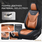 Coverado Car Seat Covers Full Set, Front Seat Covers with Lumbar Support and Back Seat Cover Waterproof Leather Automotive Se