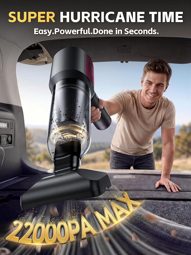 REWONDER Car Vacuum Cleaner High Power, 22000Pa Vacuum Cleaner & 110000RPM Air Duster, Handheld Vacuum with 7800mAh Battery f