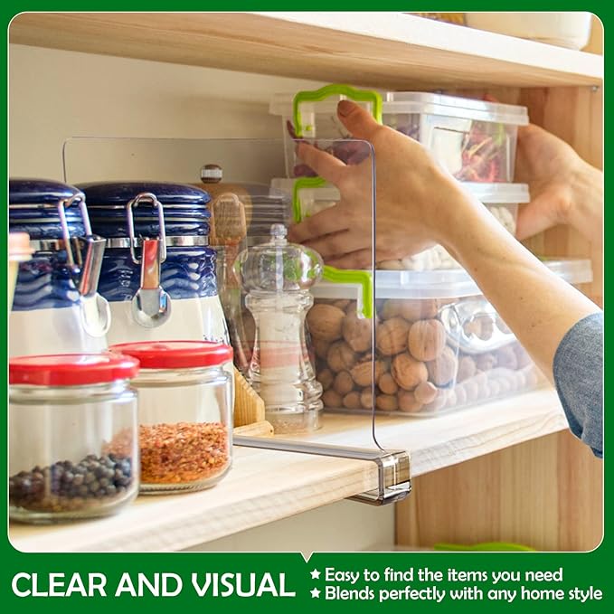 Consevisen Shelf Dividers for Closet Organization and Storage, 12 Pack Acrylic Clear Closet Shelf Dividers for Wood Shelves, 