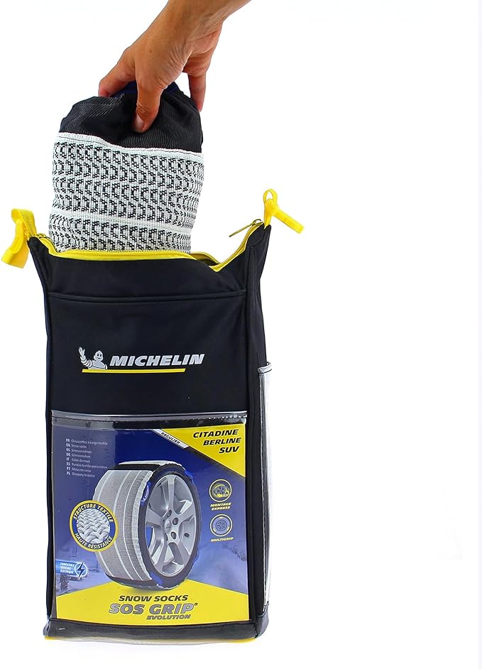 MICHELIN SOS Grip Evolution 7 Textile Snow Socks, Emergency Snow Chains for Cars, Quick and Easy Assembly, Perfect Hold on Sn