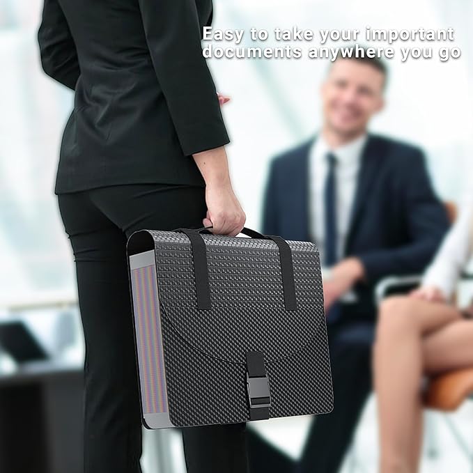 TOPCJ File Organizers with Handle,Portable Expanding File Folder,25 Pockets Accordion File Organizer for Receipt,Bill, A4/Let