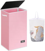 SOLEDI Laundry Hamper with Lid 100L Large & Tall Collapsible Laundry Basket, Clothes Hamper with Bag Removable Easy to Carry,