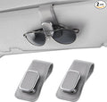 Sunglasses Holder for Car, One-Handed-Operation Leather Sunglasses Clip for Car Sun Visor, 2Pack Sturdy Eyeglasses Holder and Ticket Card Clip, Auto Interior Car Visor Accessories (Gray)