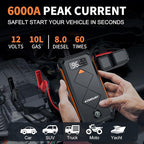 Acmount P110 Car Jump Starter, 6000A Peak Lithium Jump Starter Battery Pack for Up to 10.0L Gas or 8.0L Diesel Engine, Safe