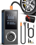 Tire Inflator Portable Air Compressor, 150 PSI Smart Air Pump for Car Tires with Digital Pressure Gauge, LED Light, 12V Car Power Adapter, Storage Box