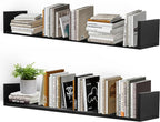 PHOENANCEE Floating Book Shelves,32 Inches Wall Bookshelf U Shaped,Long Hanging Bookshelf for Wall,Large Rustic Storage Books