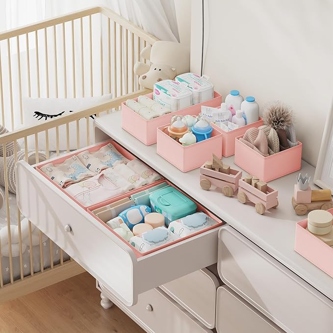 DIMJ Drawer Organizer Clothes Storage- 18 Pack Baby Dresser Organizer for Nursery, Foldable Closet Drawer Organizer Bins for 
