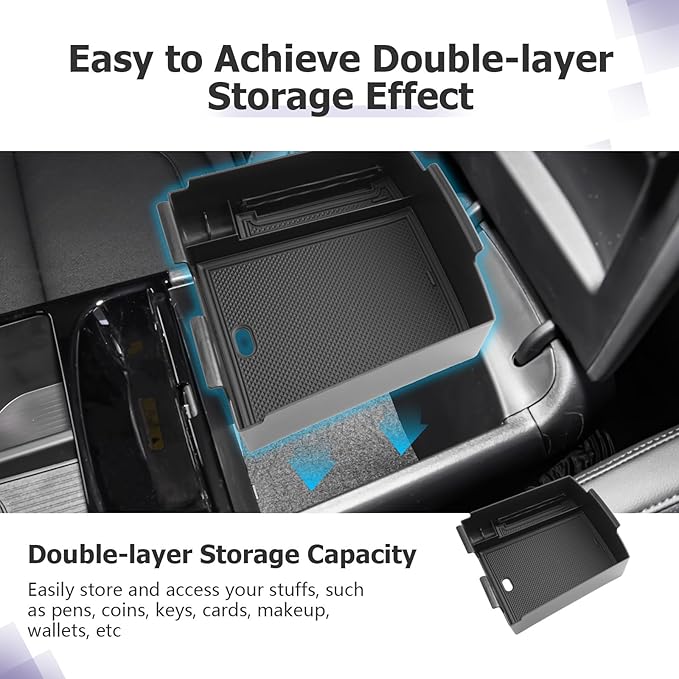 LUWU 2025 Tucson Accessories for 2025 2026 Hyundai Tucson Hybrid [Electronic Shift] Center Console Organizer Armrest Storage Box Armrest Console Organizer Insert Tray Black(NOT FOR 2025 SEL/SE/XRT)