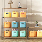8 Pack Colorful Storage Bins with Lids for Shelves, Classroom Storage Bins, Stackable Colored Bins, Plastic Storage Container