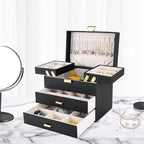 Dajasan Jewelry Organizer Box, Large Jewelry Boxes for Women Girls, Space-Saving 4 Layers Jewelry Storage Case with Drawer, M