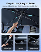 Upgrade Nmoiss Windshield Sun Shade Umbrella for Car Vinyl Coating Protect Car from Sun Rays & Heat Damage Keep Cool and Protect Interior Small (53" L x 29" W)
