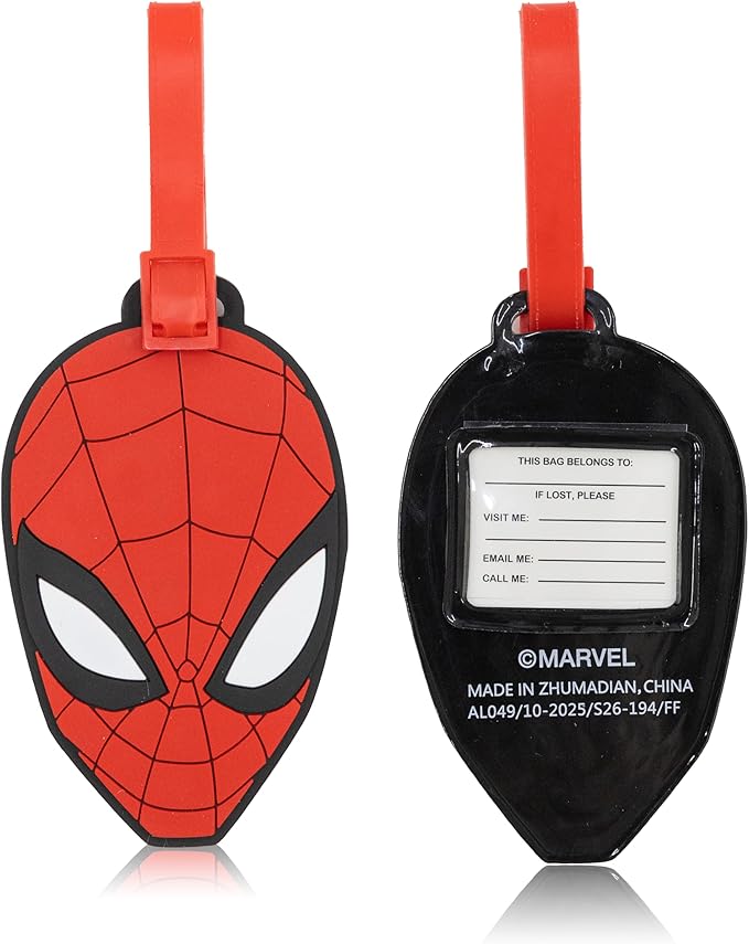 Marvel Spiderman Luggage Tag 2 Piece Set | 4.25" Spiderman Kids Luggage Tags for Suitcases | Travel Essentials Cruise Ship Ac