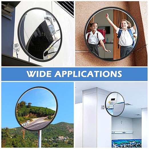12" Acrylic Convex Mirror Convex Security Mirror, 12" Corner Security Blind Spot Mirrors, Traffic Garage Corner Mirrors, Adjustable Wide AngleMirrors for Indoor Outdoor