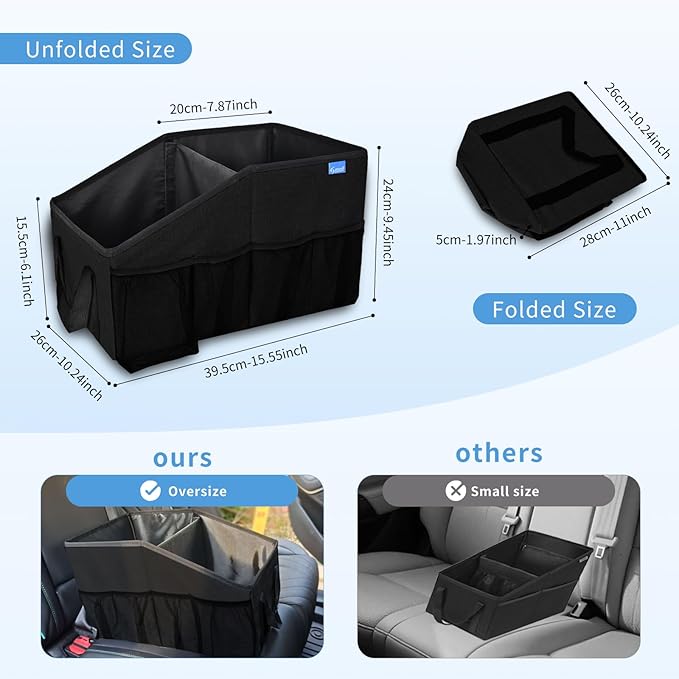 Car Organizer- Car Seat Organizer for Front Seat Back Seat Between Seats, Foldable Car Storage Organizer for Kids Adults with