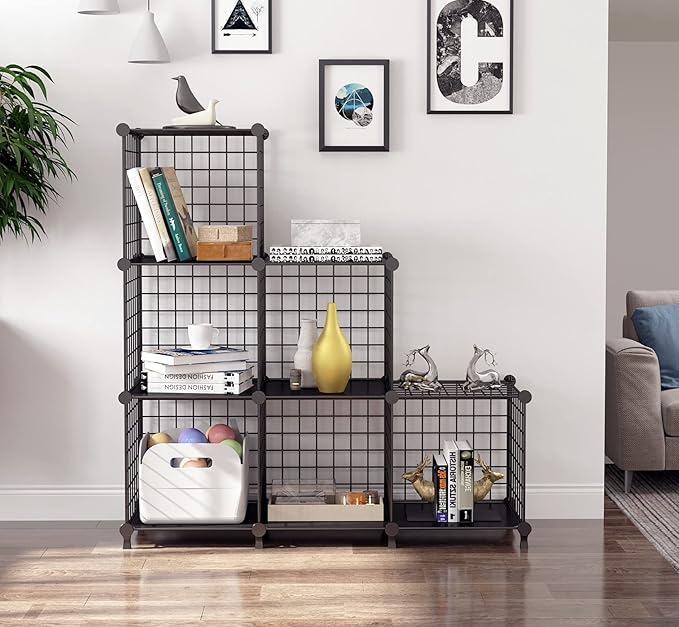 AWTATOS Wire Cube Storage Organizer, Closet Organizers and Storage, Metal 6 Cube Storage Shelves Bookshelf, Portable Closet C