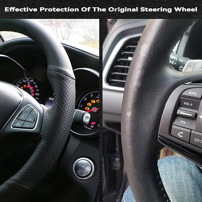 Microfiber Leather Car Steering Wheel Cover Anti-Slip Stitch Wheel Wrap Fit for Honda Civic Civic 9 2012 2013 2014 2015,Red