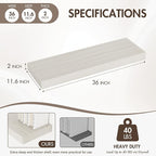 36 Inch Floating Shelves, 12" Deep Floating Shelf Wall Mounted, 36" Wall Shelves, Rustic Deep Bookshelf, Extra Deeper & Thick