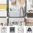 LOKEME Portable Closet, Portable Closets for Hanging Clothes with 3 Hanging Rods and 6 Storage Shelves and 4 Side Pockets, Bl