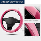 Road Comforts Car Steering Wheel Cover - Microfiber Leather Steering Wheel Wrap Sports 14.5-15 Inch Steering Wheel Cover Non-
