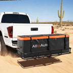 25 CuFt Waterproof Cargo Bag for Hitch Carrier | 60"x24"x31" Trailer Hitch Cargo Carrier | Weatherproof Truck Bed Storage with Straps, Lock & Carry Case | PVC Vehicle Soft-Shell Carriers