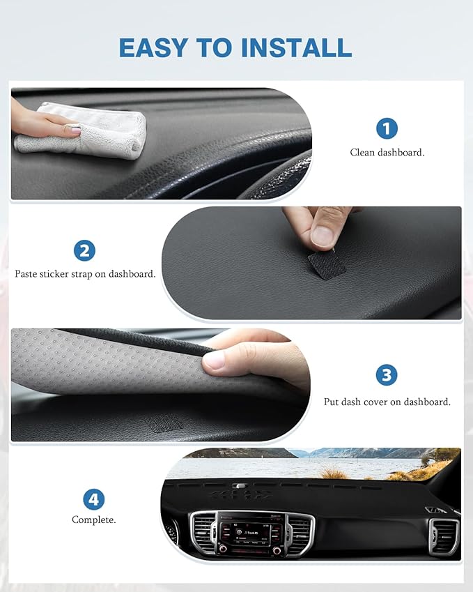 FIILINES Dash Cover for Kia Sportage 2017-2022, Dashboard Mat Cover Sunshade Nonslip Mesh Protector No Glare Sportage Accesso