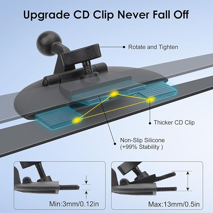 Linkstyle 2 in 1 CD Slot Tablet Car Mount, Universal 360° Rotation CD Player Car Phone Holder Car CD Tray Tablet Stand for 4.7-12.9in Devices, Black
