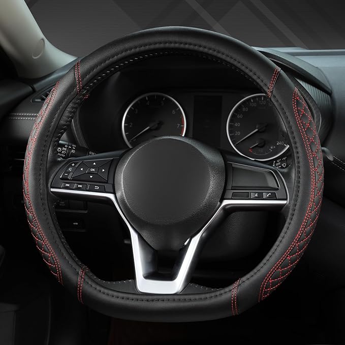 West Llama Flat Bottom Car Steering Wheel Cover for Nissan,D Shaped Steering Wheel Cover for Rogue,Altima,Kicks (Diamond Quil