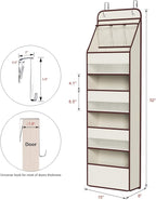 Univivi 5-Shelf Fabric Door Storage Over Door Hanging Organizer with 4 Large Pockets and 3 Small PVC Pockets Nursery Closet C