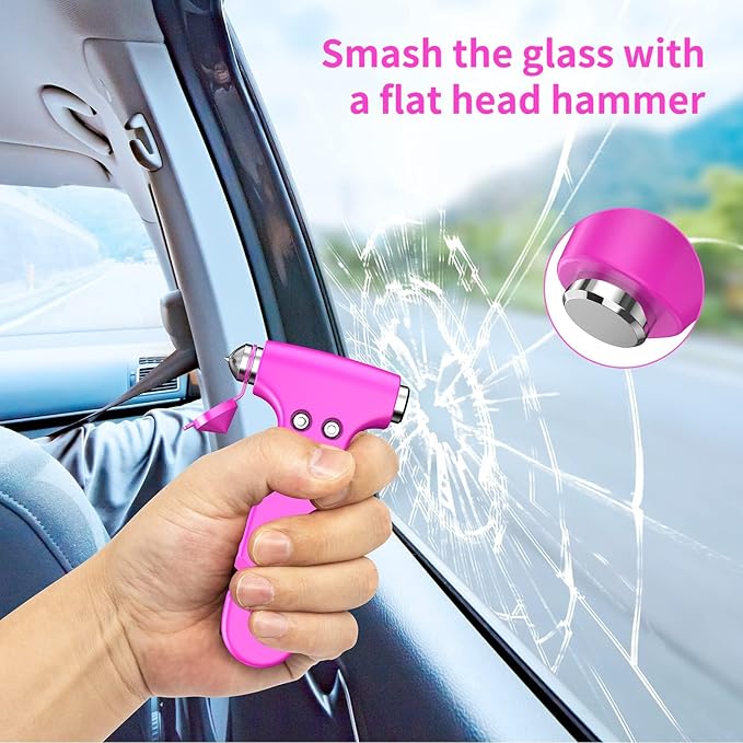 Car Safety Hammer, 3-in-1 Emergency Escape Tool with Window Breaker and Seat Belt Cutter, 2-Pieces Safety Emergency Car Escap