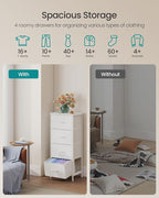 SONGMICS Dresser for Bedroom, Chest of Drawers, Steel, MDF, 4 Non-Woven Fabric Drawers, Storage Organizer Unit, Closet, Entry