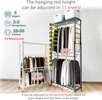 lumizone Folding Clothing Rack with Wheels Expandable Wardrobe Portable Clothes Rack for Hanging Clothes Adjustable Closet Sh
