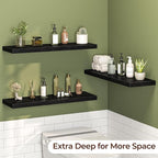 Fun Memories Floating Shelves for Wall 32 Inch Set of 3, Farmhouse Floating Shelves with Invisible Heavy Duty Bracket, 10 Inc