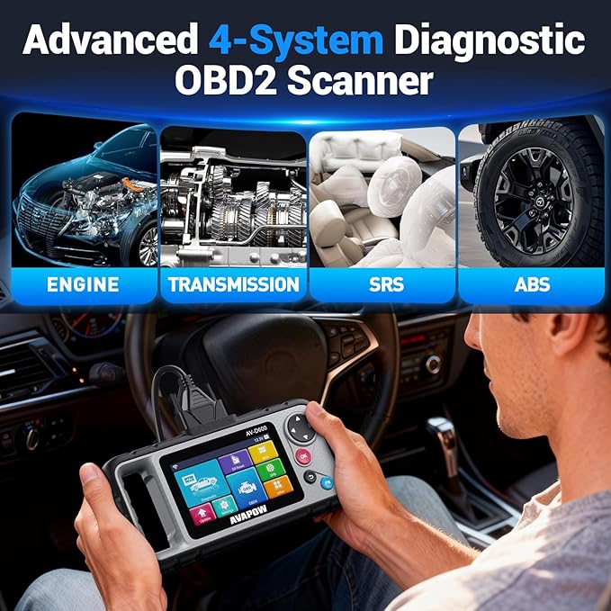 AVAPOW AV-D600 4 Systems OBD2 Scanner Engine/Transmission/SRS/ABS Diagnostic Tool, Oil Reset/EPB Reset/Battery Match, Car Code