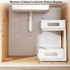 2 Packs 17IN Depth Under Sink Organizer, 2-Tier Pull Out Cabinet Organizer With Smooth Circular Rail, Large Capacity Metal Me