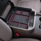 EDBETOS Center Console Organizer Tray for 2021-2026 Chevy Tahoe/Suburban and 21-2024 GMC Yukon Accessories, Fit Standard Console with Charging Socket Only, NOT for Power Sliding Console, Red