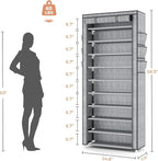 VTRIN Vertical Narrow Shoe Rack Organizer Tall Shoe Rack for Closet Entryway 10 Tier Non-Woven Cover Shoe Shelf Holds 36-41 P