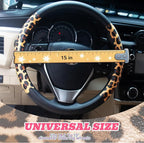 Universal Leather Leopard Cheetah Steering Wheel Cover Women 14.5-15 inch Leopard car Accessories Western Anime Brown Cute Wh