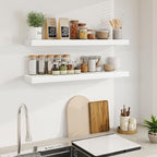 Fun Memories Floating Shelves for Wall, 40Inch Floating Shelves Set of 2, Hanging Shelf with Invisible Brackets, Wood Shelves