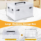 Gifhomfix Extra Large Medicine Storage Box with Handles, First Aid Box Clear Medical Supply Organizer with Removable Tray, Mu