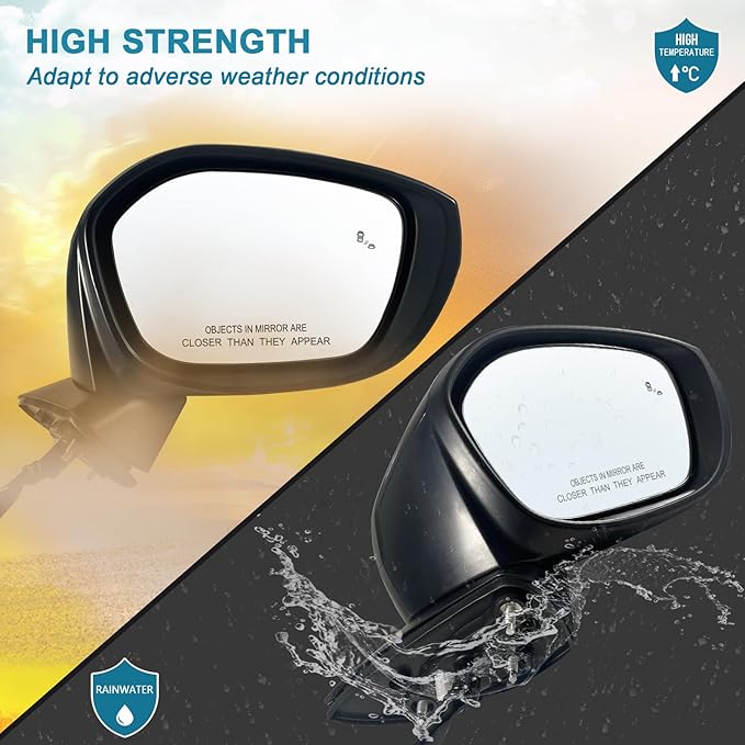 Right Passenger Side Mirror Fits 2022-2025 HONDA CIVIC Sedan/Hatchback With Power Glass, Heated, Blind Spot Detection and Manual Folding Match to Crystal Black Pearl Replace HO1321351 (7 Pins)