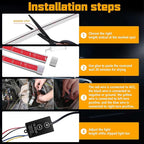 Flexible Car Hood Light Strip, 70 Inches Dynamic LED Daytime Running Lights, White and Amber Switchback Sequential Turn Signal Lights for Car, Truck, SUV
