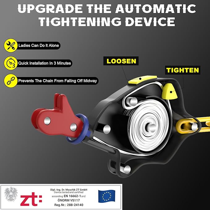 Auto Tightening Snow Chains for Car, SUV & Pickup Trucks – 1-Min Quick Install, Reusable Emergency Tire Chains for Snow & Ice